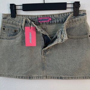 Edikted Light Blue Denim Mini Skirt